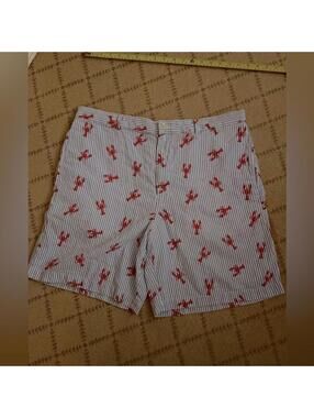Vintage Vineyard Vines blue seersucker chino style shorts w lobster detail 36